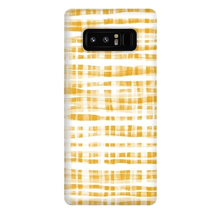 Galaxy Note 8 StrongFit Happy Mustard Yellow Hand Painted Gingham by Micklyn Le Feuvre
