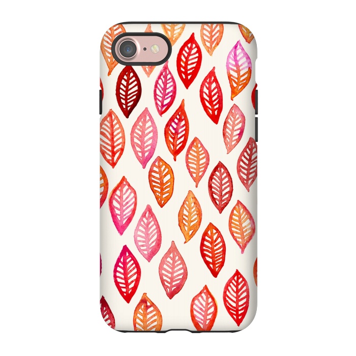 iPhone 7 StrongFit Watercolor Leaf Pattern in Autumn Colors by Micklyn Le Feuvre