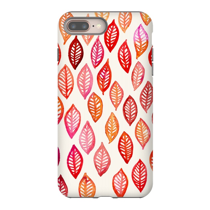 iPhone 7 plus StrongFit Watercolor Leaf Pattern in Autumn Colors by Micklyn Le Feuvre
