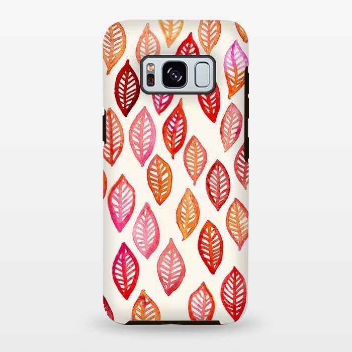 Galaxy S8 plus StrongFit Watercolor Leaf Pattern in Autumn Colors by Micklyn Le Feuvre