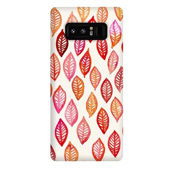 Galaxy Note 8 StrongFit Watercolor Leaf Pattern in Autumn Colors by Micklyn Le Feuvre