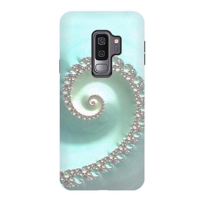 Galaxy S9 plus StrongFit Fantastic Turquoise Fractal by Andrea Haase