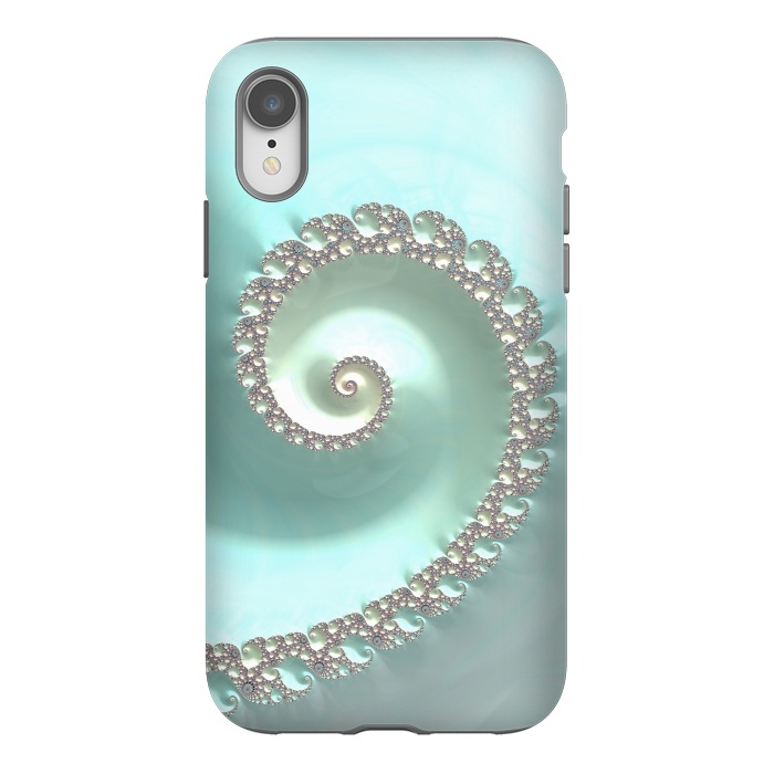 iPhone Xr StrongFit Fantastic Turquoise Fractal by Andrea Haase