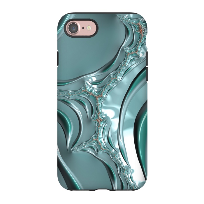 iPhone 7 StrongFit Shiny blue teal fractal 2 by Andrea Haase