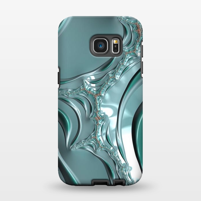 Galaxy S7 EDGE StrongFit Shiny blue teal fractal 2 by Andrea Haase