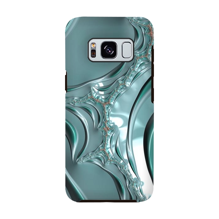 Galaxy S8 StrongFit Shiny blue teal fractal 2 by Andrea Haase