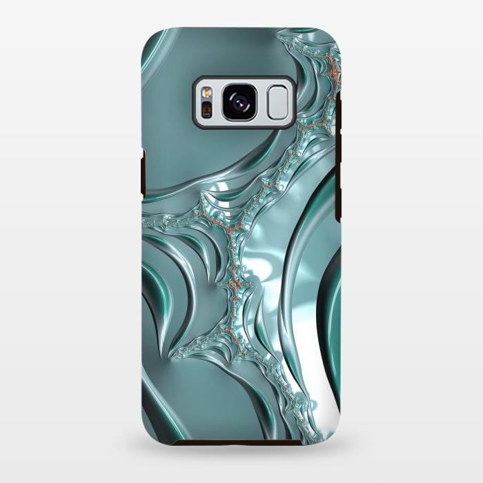 Galaxy S8 plus StrongFit Shiny blue teal fractal 2 by Andrea Haase
