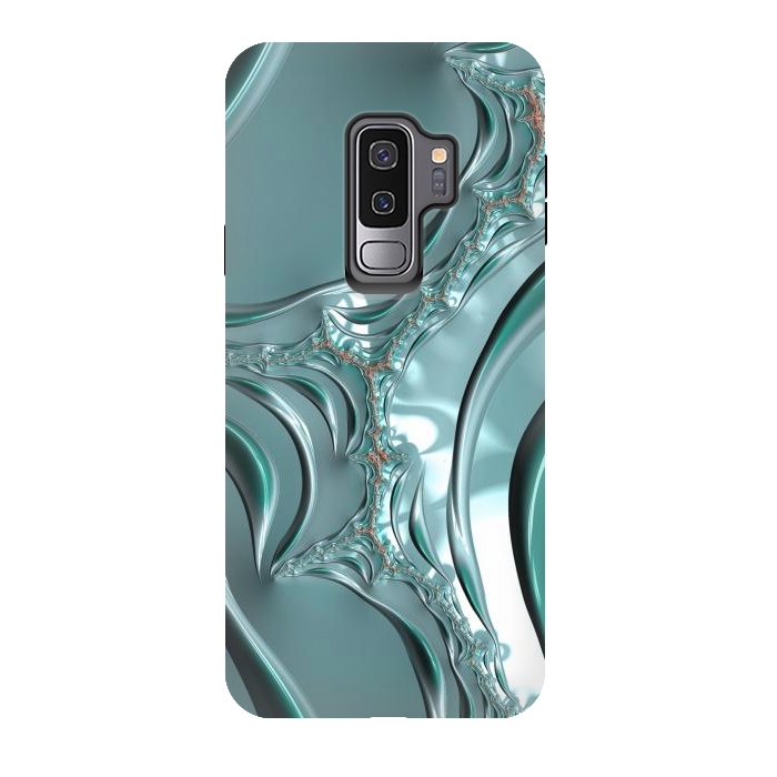 Galaxy S9 plus StrongFit Shiny blue teal fractal 2 by Andrea Haase