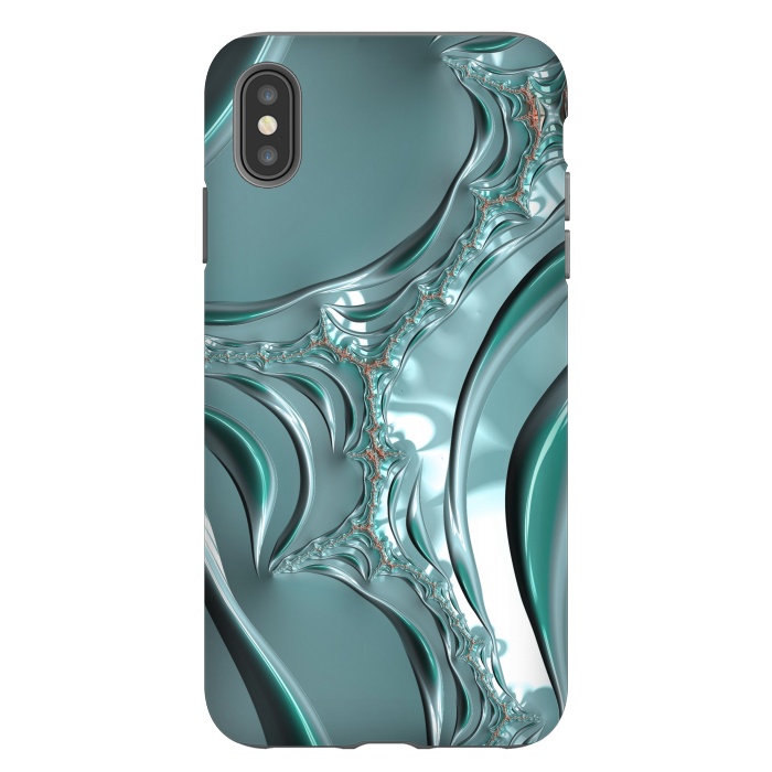 iPhone Xs Max StrongFit Shiny blue teal fractal 2 by Andrea Haase