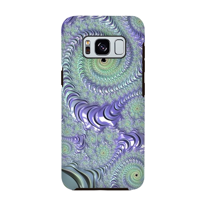 Galaxy S8 StrongFit Teal And Purple Fractal Design by Andrea Haase