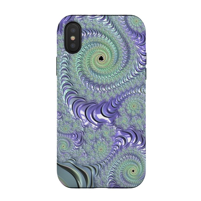 iPhone Xs / X StrongFit Teal And Purple Fractal Design by Andrea Haase