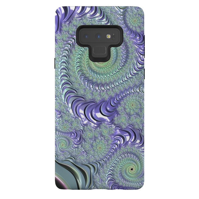 Galaxy Note 9 StrongFit Teal And Purple Fractal Design by Andrea Haase