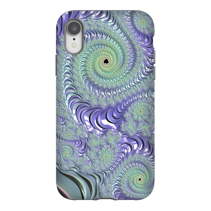 iPhone Xr StrongFit Teal And Purple Fractal Design by Andrea Haase