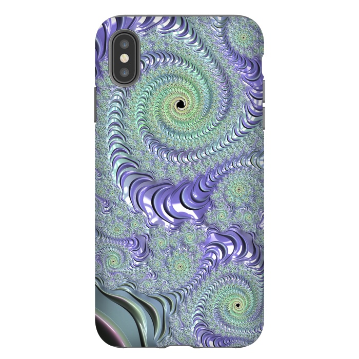 iPhone Xs Max StrongFit Teal And Purple Fractal Design by Andrea Haase