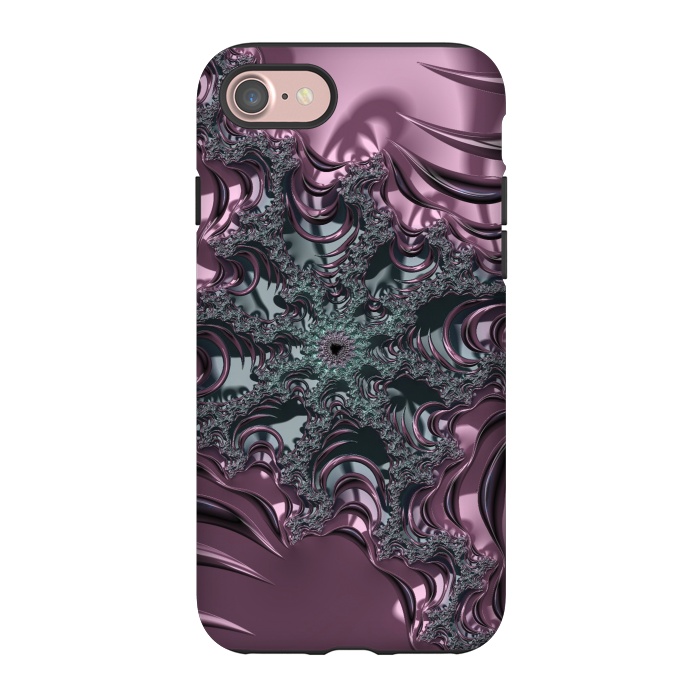 iPhone 7 StrongFit Shiny Pink Green Fractal Design by Andrea Haase