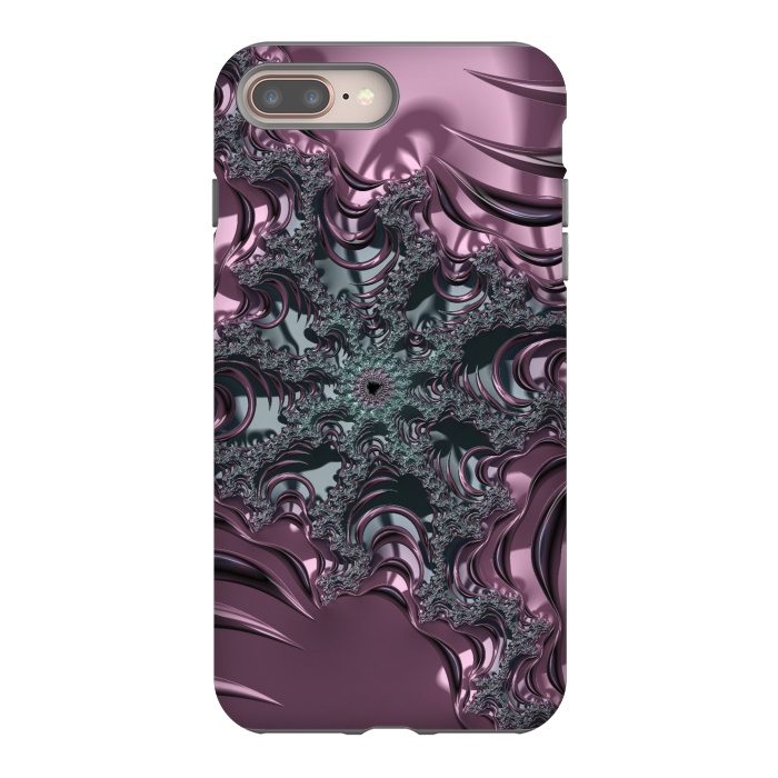 iPhone 7 plus StrongFit Shiny Pink Green Fractal Design by Andrea Haase