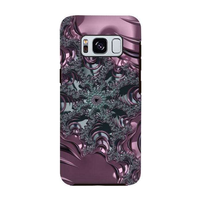 Galaxy S8 StrongFit Shiny Pink Green Fractal Design by Andrea Haase