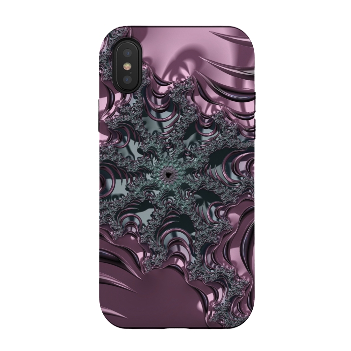 iPhone Xs / X StrongFit Shiny Pink Green Fractal Design by Andrea Haase
