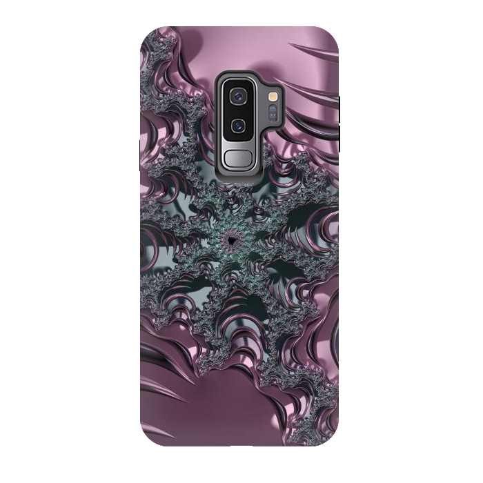 Galaxy S9 plus StrongFit Shiny Pink Green Fractal Design by Andrea Haase