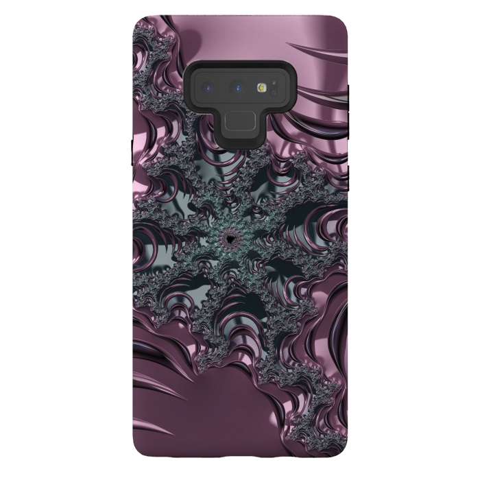 Galaxy Note 9 StrongFit Shiny Pink Green Fractal Design by Andrea Haase