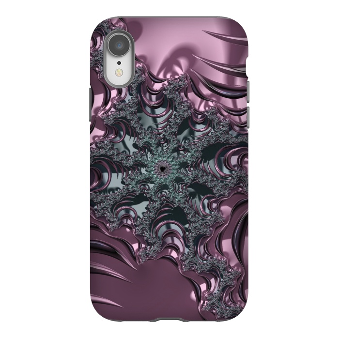 iPhone Xr StrongFit Shiny Pink Green Fractal Design by Andrea Haase