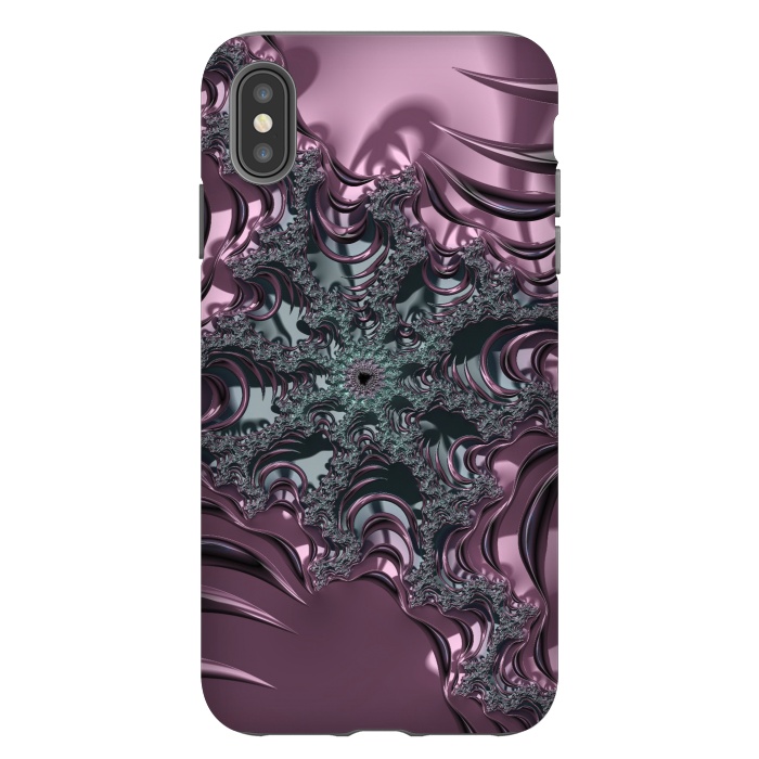 iPhone Xs Max StrongFit Shiny Pink Green Fractal Design by Andrea Haase