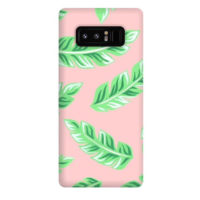 Galaxy Note 8 StrongFit Pink Tropical Palm Leaf Print by Becky Starsmore