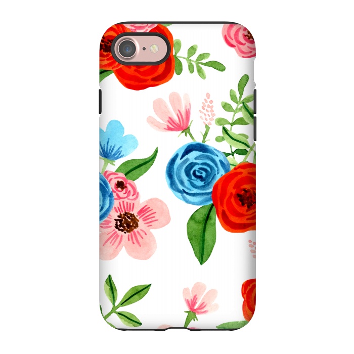 iPhone 7 StrongFit White Ditsy Block Floral Garden Print by Becky Starsmore