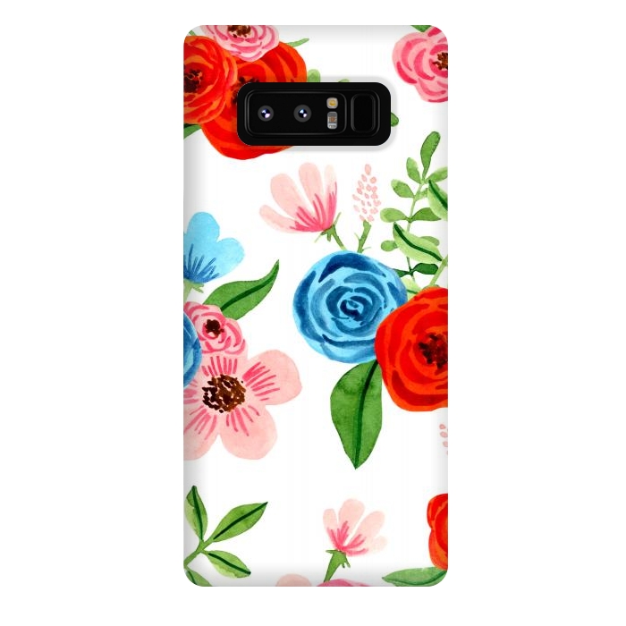 Galaxy Note 8 StrongFit White Ditsy Block Floral Garden Print by Becky Starsmore