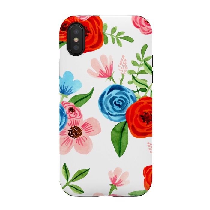 iPhone Xs / X StrongFit White Ditsy Block Floral Garden Print by Becky Starsmore
