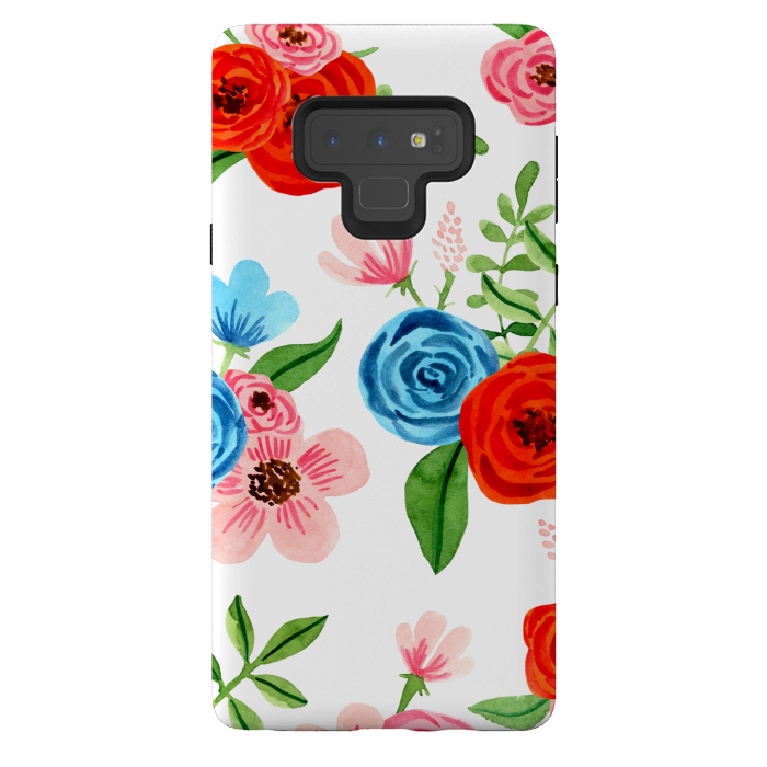 Galaxy Note 9 StrongFit White Ditsy Block Floral Garden Print by Becky Starsmore
