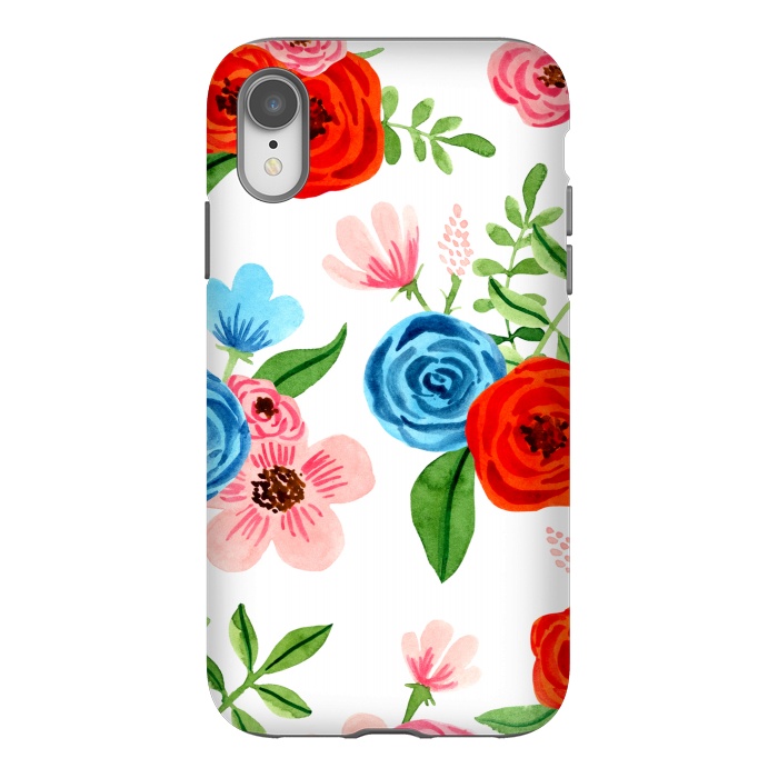 iPhone Xr StrongFit White Ditsy Block Floral Garden Print by Becky Starsmore