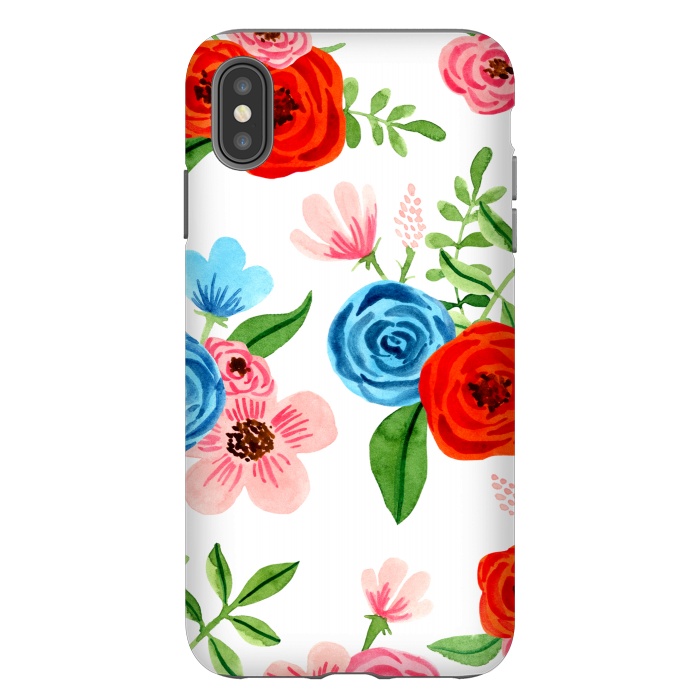 iPhone Xs Max StrongFit White Ditsy Block Floral Garden Print by Becky Starsmore