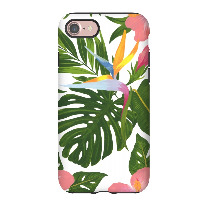 iPhone 7 StrongFit Bird Of Paradise Jungle Floral Print by Becky Starsmore