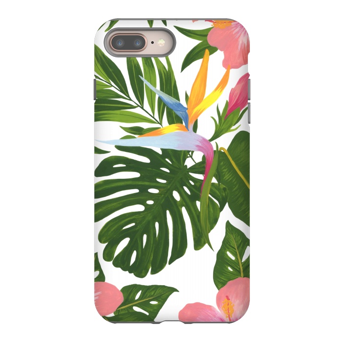 iPhone 7 plus StrongFit Bird Of Paradise Jungle Floral Print by Becky Starsmore