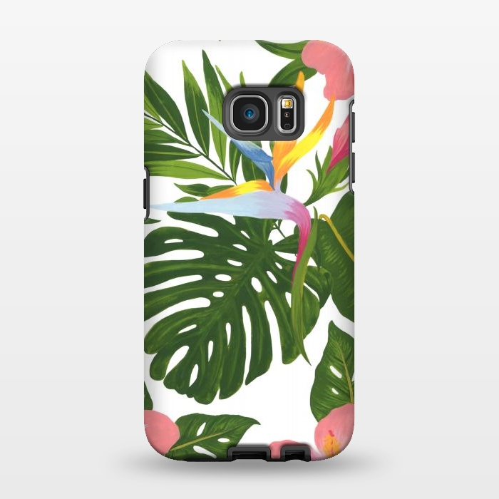 Galaxy S7 EDGE StrongFit Bird Of Paradise Jungle Floral Print by Becky Starsmore