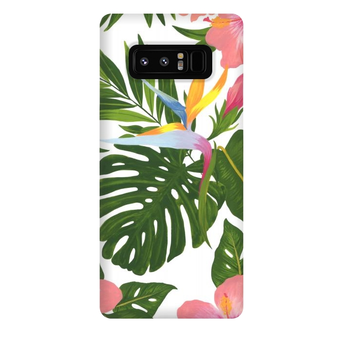 Galaxy Note 8 StrongFit Bird Of Paradise Jungle Floral Print by Becky Starsmore