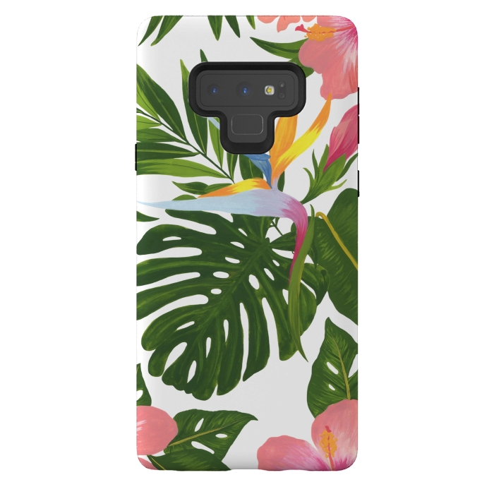 Galaxy Note 9 StrongFit Bird Of Paradise Jungle Floral Print by Becky Starsmore