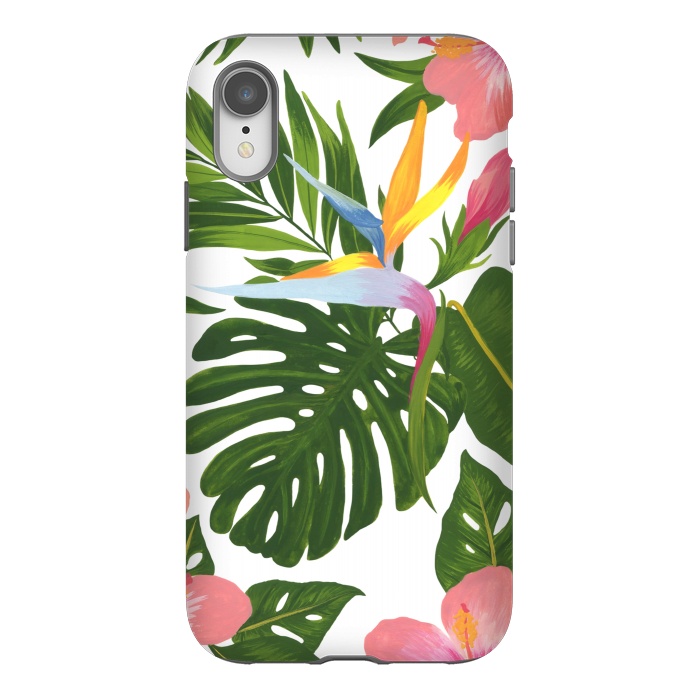 iPhone Xr StrongFit Bird Of Paradise Jungle Floral Print by Becky Starsmore