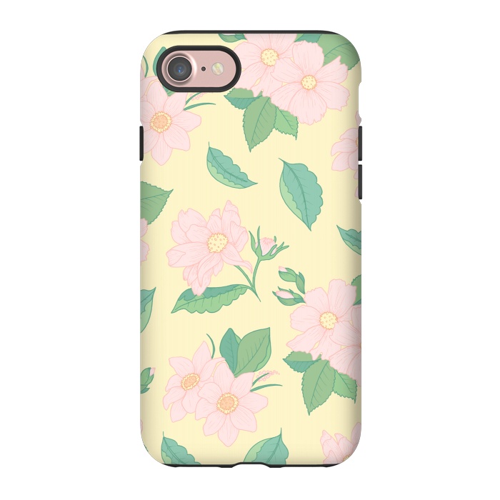 iPhone 7 StrongFit Yellow Pastel Floral Print by Becky Starsmore