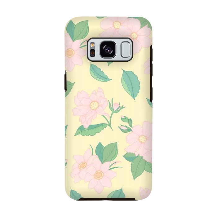 Galaxy S8 StrongFit Yellow Pastel Floral Print by Becky Starsmore