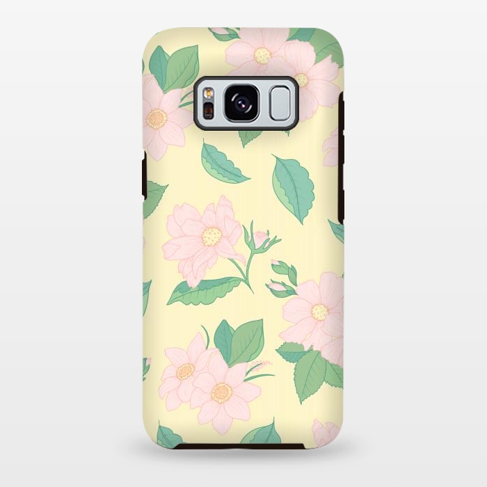 Galaxy S8 plus StrongFit Yellow Pastel Floral Print by Becky Starsmore