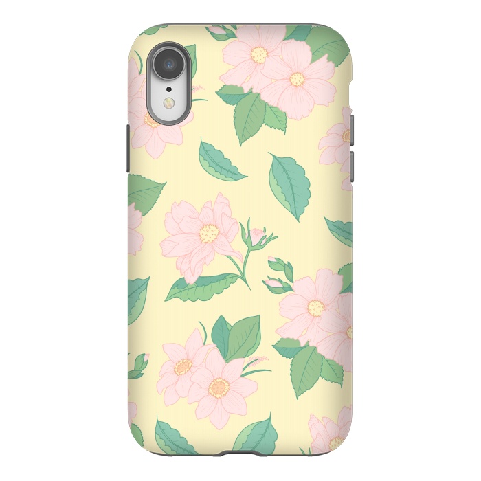 iPhone Xr StrongFit Yellow Pastel Floral Print by Becky Starsmore