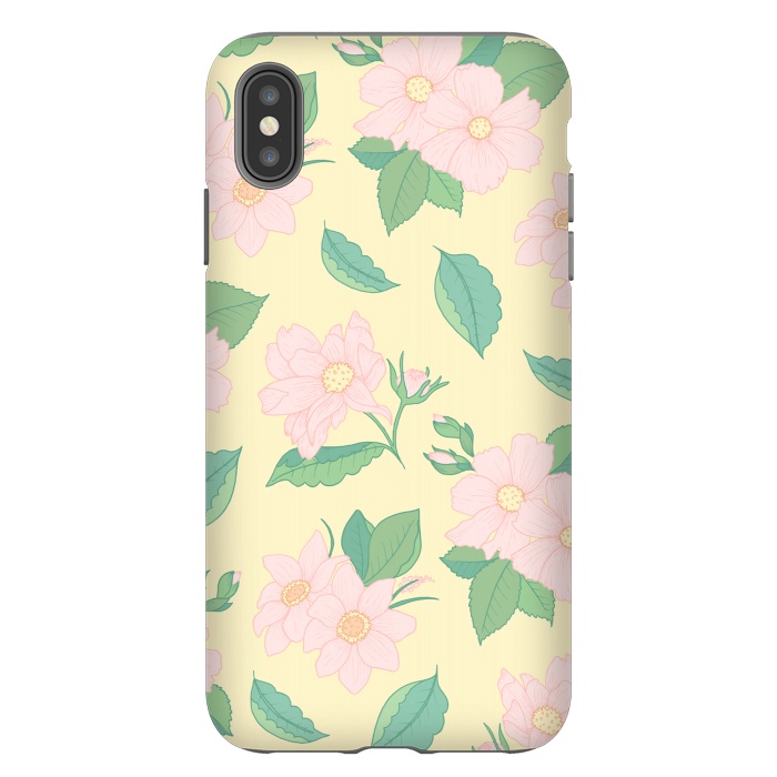 iPhone Xs Max StrongFit Yellow Pastel Floral Print by Becky Starsmore