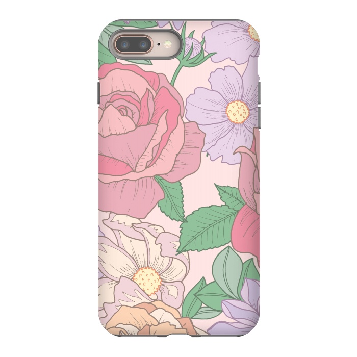 iPhone 7 plus StrongFit Pink Summer Rose Floral Bouquet by Becky Starsmore