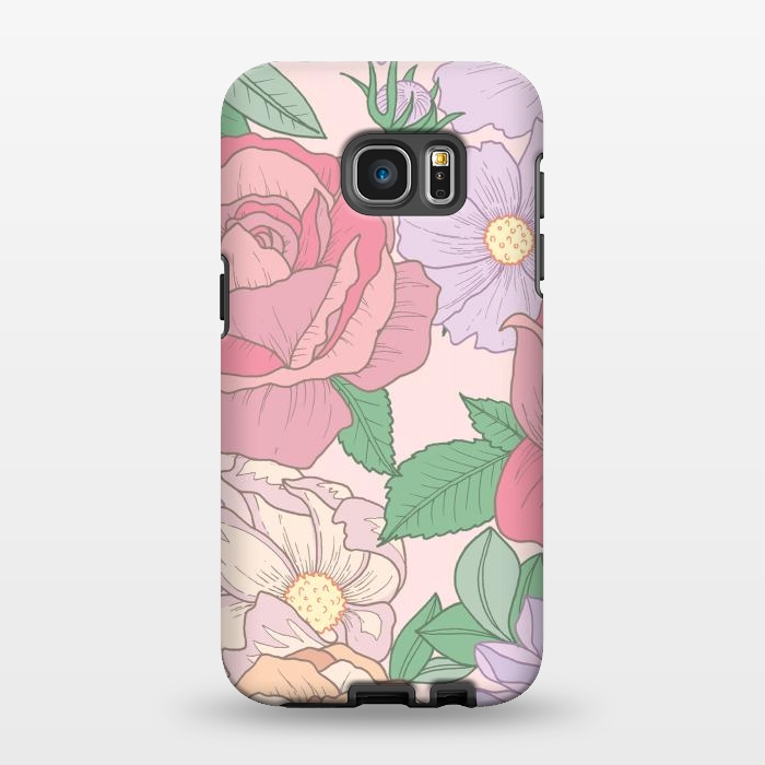 Galaxy S7 EDGE StrongFit Pink Summer Rose Floral Bouquet by Becky Starsmore