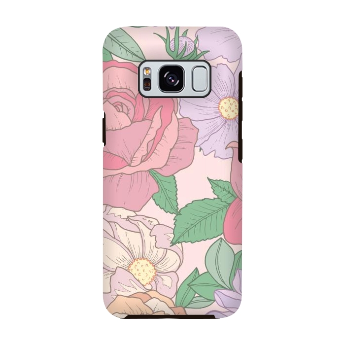Galaxy S8 StrongFit Pink Summer Rose Floral Bouquet by Becky Starsmore