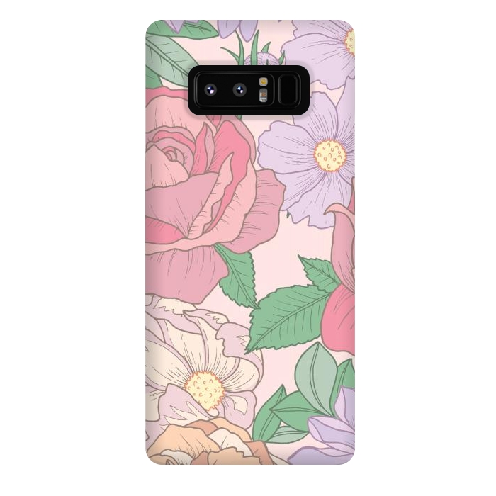 Galaxy Note 8 StrongFit Pink Summer Rose Floral Bouquet by Becky Starsmore
