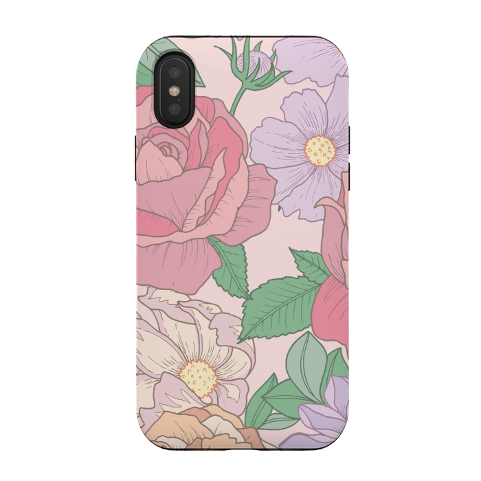 iPhone Xs / X StrongFit Pink Summer Rose Floral Bouquet by Becky Starsmore