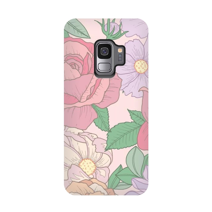 Galaxy S9 StrongFit Pink Summer Rose Floral Bouquet by Becky Starsmore